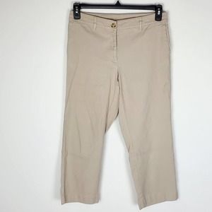 J Jill‎ Linen Stretch Crop Zip Up Pants Womens Size 8 Tan Flax Beige Neutral